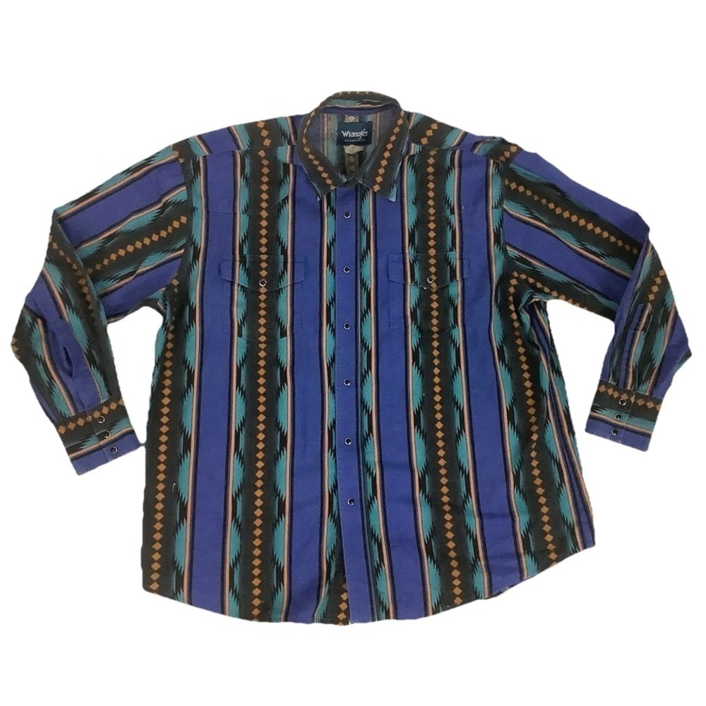 Vintage 90's Wrangler Sz XL? Aztec Brushpopper Cowboy Western Rodeo Shirt